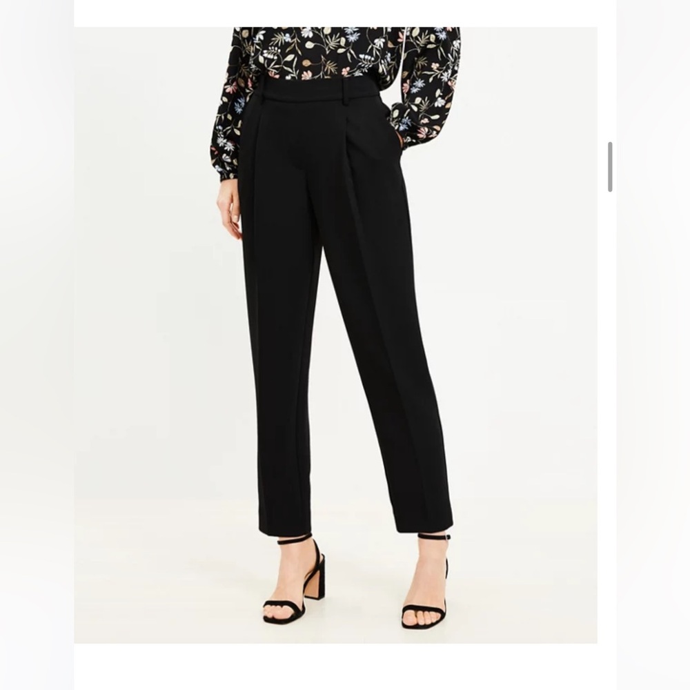 NWT LOFT Pull On Taper Pants in Crepe XXS Black